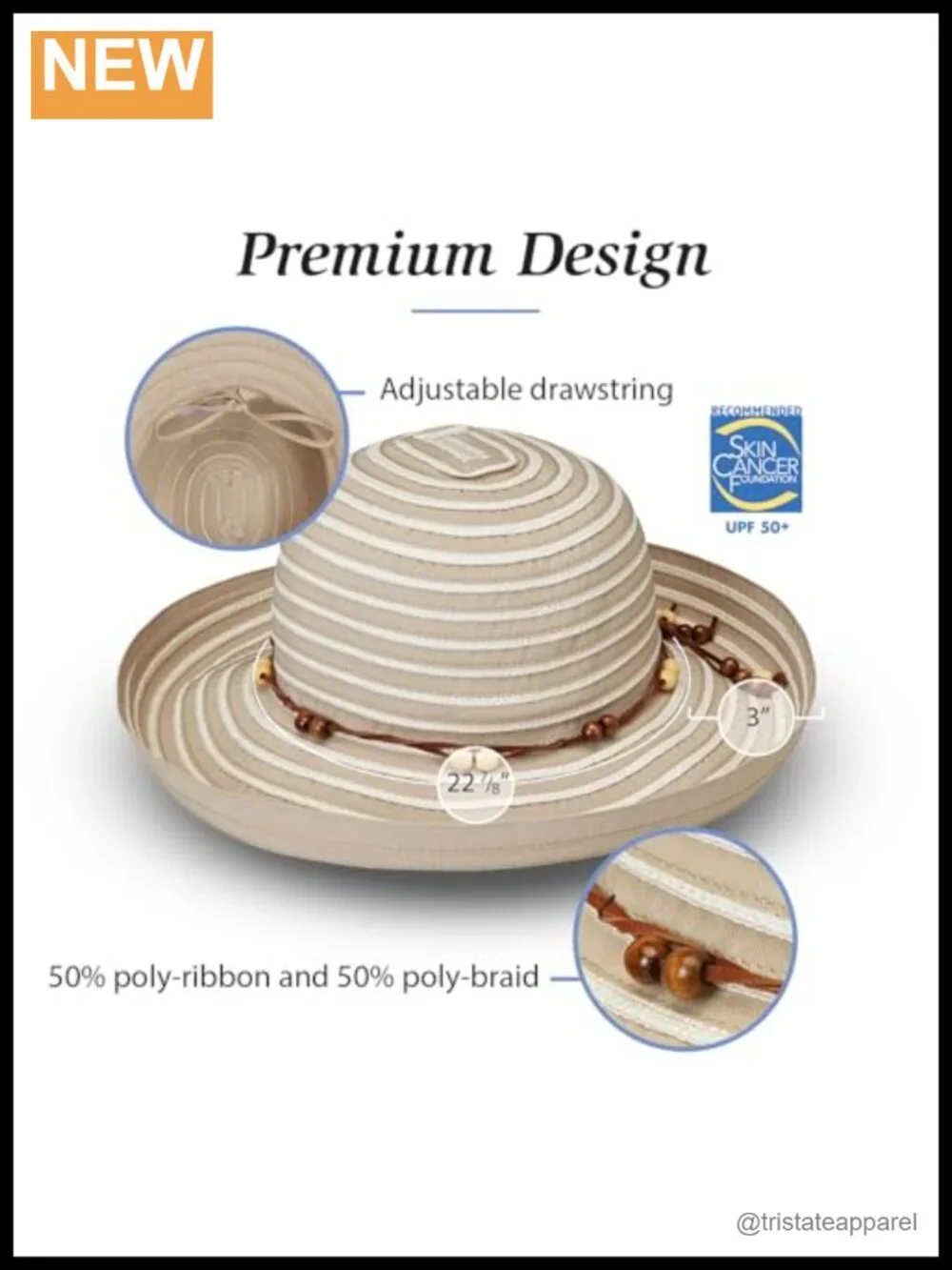 UPF 50+ Wide Brim Sun Hat - Packable Travel Adjustable